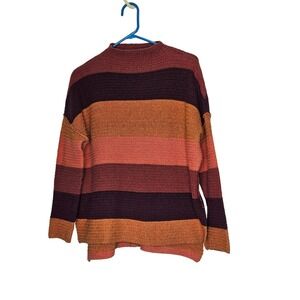 BKE Women's Oversized Striped Knit‎ Sweater With Back Zipper Multicolor Size XS